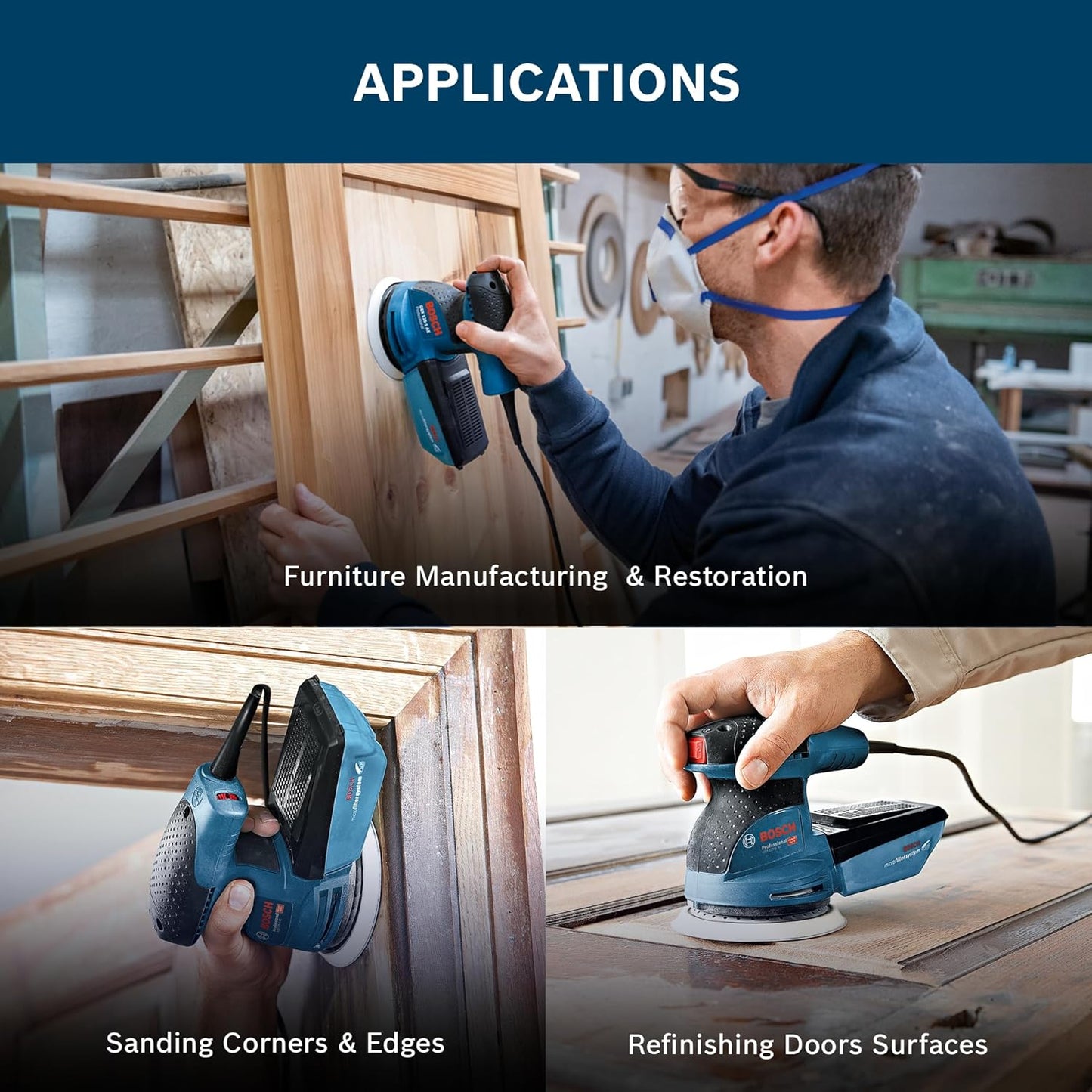Bosch GEX 125-1 AE Heavy Duty Electric Random Orbit Sander, 250W, 12,000 rpm, 24,000 opm, 125 mm Pad Dia., Hook-and-Loop Fastening,1.3 kg + Microfilter box & Bosch Sanding Disc, 1 Year Warranty