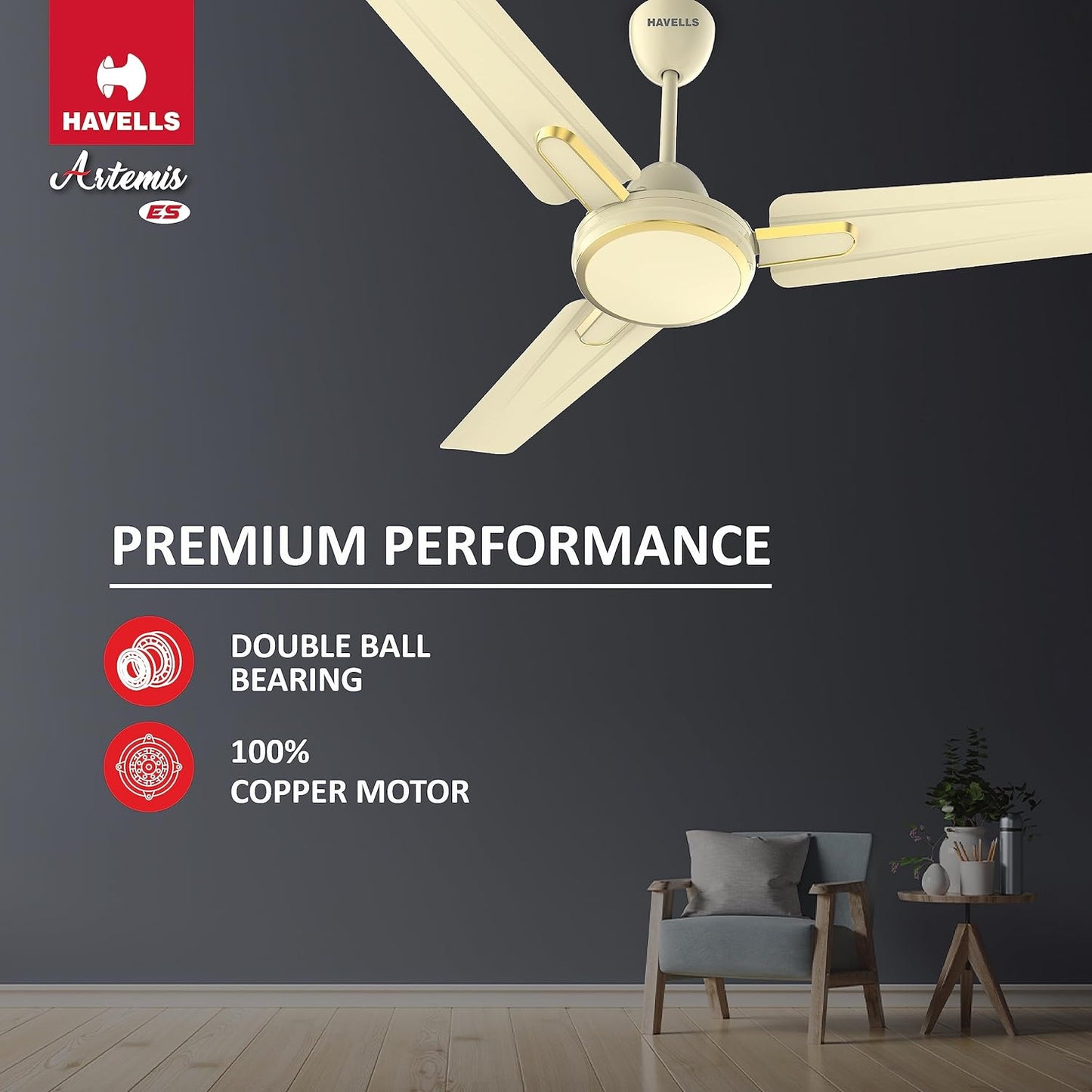 Havells 1200Mm Artemis Energy Saving Ceiling Fan (Bianco, Pack Of 1) 1 Star
