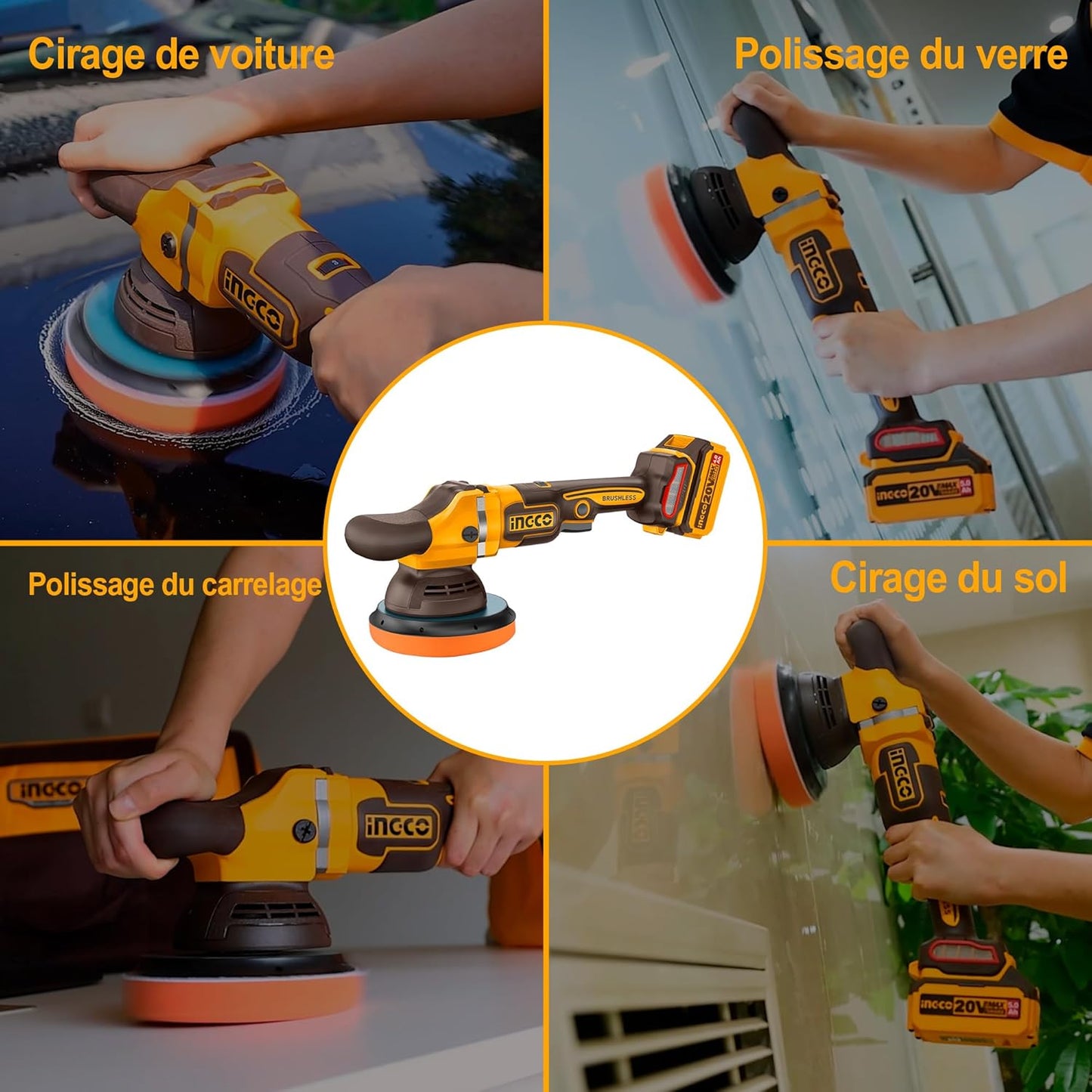 INGCO APLI20151 20V Cordless Polisher with 1 x 4.0 Ah Battery and Charger