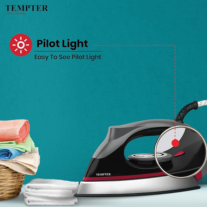 Havells Abs Tempter 1000 Watts Dry Iron Press With Greblon E2 Grade Non-Stick Coated Sole Plate Aerodynamic Design With Shock Proof Front 2 Year Warranty