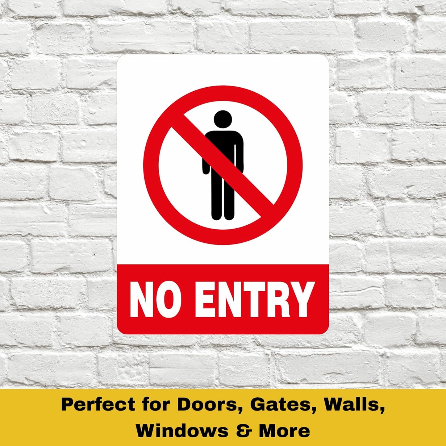 Akshar Arts Bhuwana No Entry Sign Sticker – 30x22.8 cm Large Do Not Enter Safety Decal | Waterproof & UV-Resistant Vinyl Warning Sticker for Offices, Shops, Factories, Parking & Restricted Areas – Set of 2
