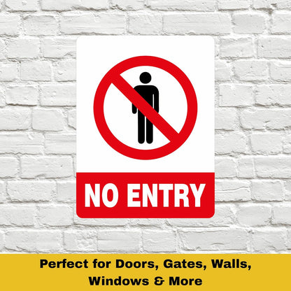 Akshar Arts Bhuwana No Entry Sign Sticker – 30x22.8 cm Large Do Not Enter Safety Decal | Waterproof & UV-Resistant Vinyl Warning Sticker for Offices, Shops, Factories, Parking & Restricted Areas – Set of 2