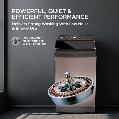 Havells-Lloyd 8.5 Kg 5 Star Fully Automatic Intelli Inverter Motor Top Load Novante IOT With With In Built Heater Washing Machine (GLWT855N12CB Copper Blush)