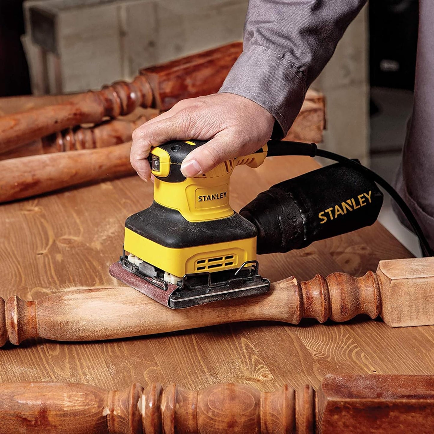 Stanley SS24-IN 240W, 1/4 Corded Electric Sheet Sander (Yellow and Black)