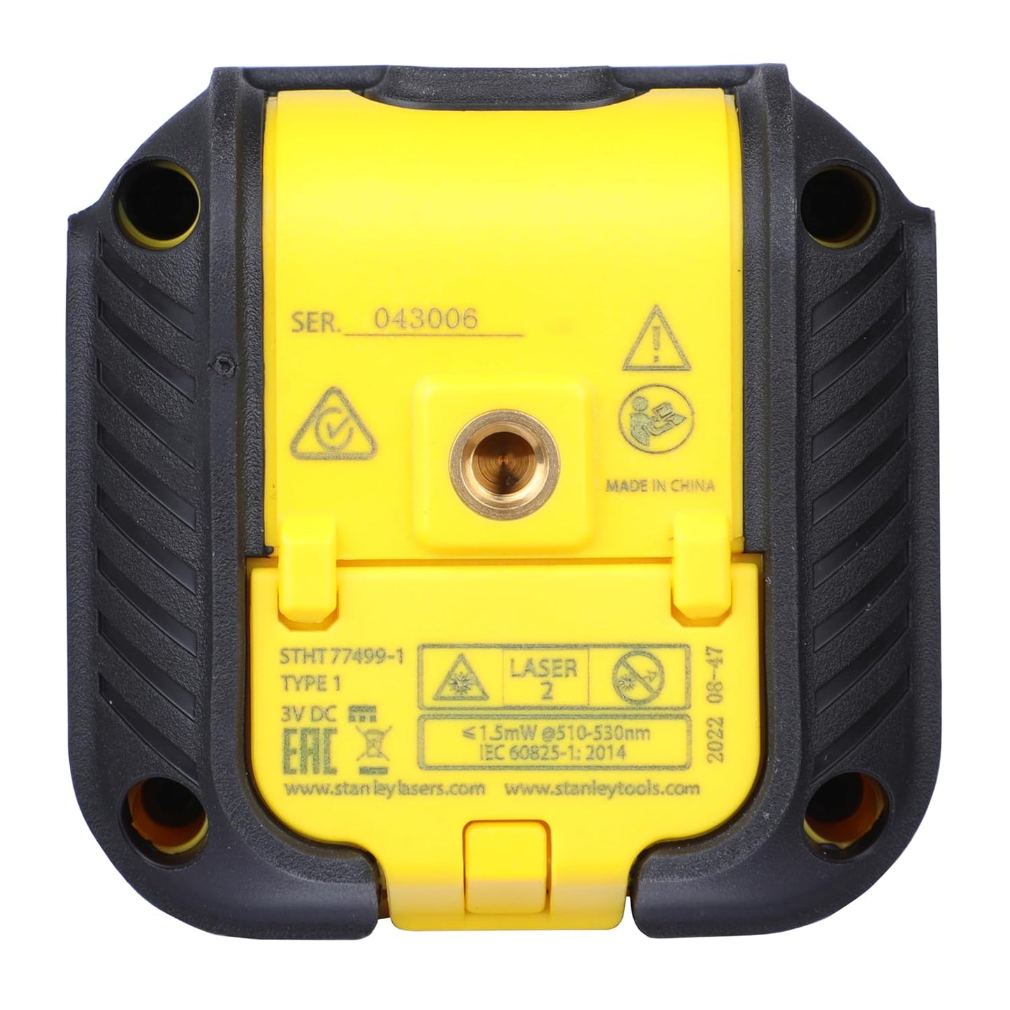 STANLEY STHT77499-1 CUBIX® Green Beam Cross Line Laser Level with 2*AA Batteries, 1 Year Warranty, YELLOW & BLACK
