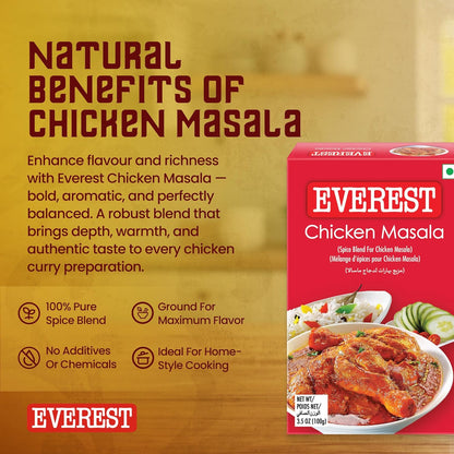 Everest Chicken Masala - 100g | Aromatic Spice Blend for Chicken Curry, Gravy & Indian Cooking | Balanced Flavourful Chicken Masala Powder