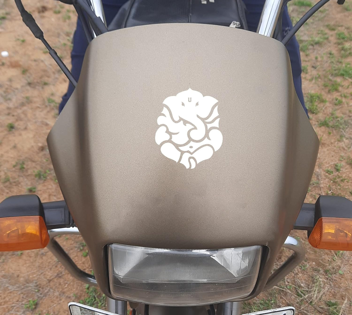 Akshar Arts Bhuwana  god Ganesha Sticker for Bike and car Reflective Vinyl and Waterproof,Size(6.6cmx5.5cm),Pack of 2 (White)-Self-Adhesive