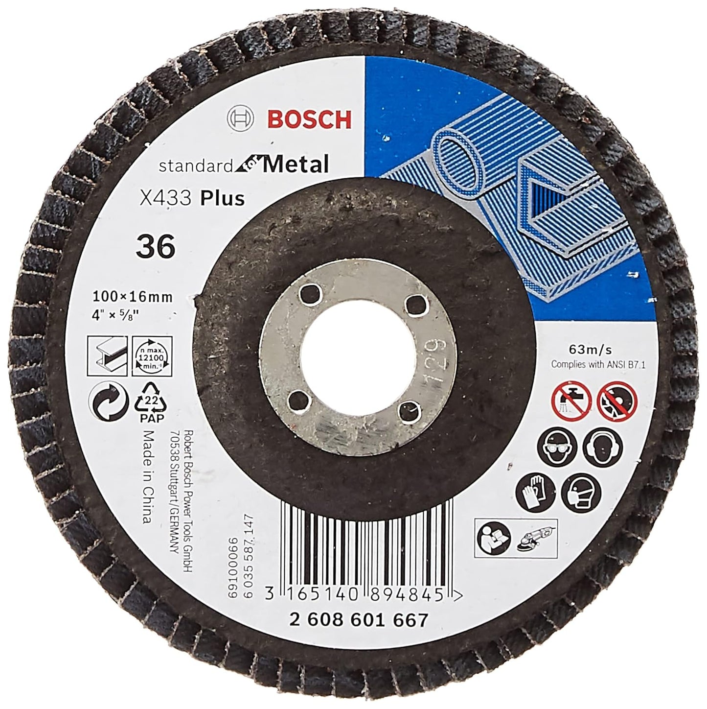 Bosch Professional Eco Flap Disc For Angle Grinders For Metal And Wood, 4" / 100 Mm Grit 36, Pack of 11