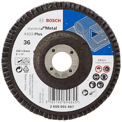 Bosch Professional Eco Flap Disc For Angle Grinders For Metal And Wood, 4" / 100 Mm Grit 36, Pack of 11
