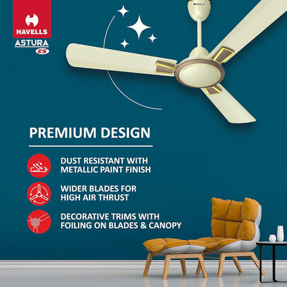 Havells 1200mm Astura Energy Saving Ceiling Fan (Bianco Bronze, Pack of 1) 1 Star