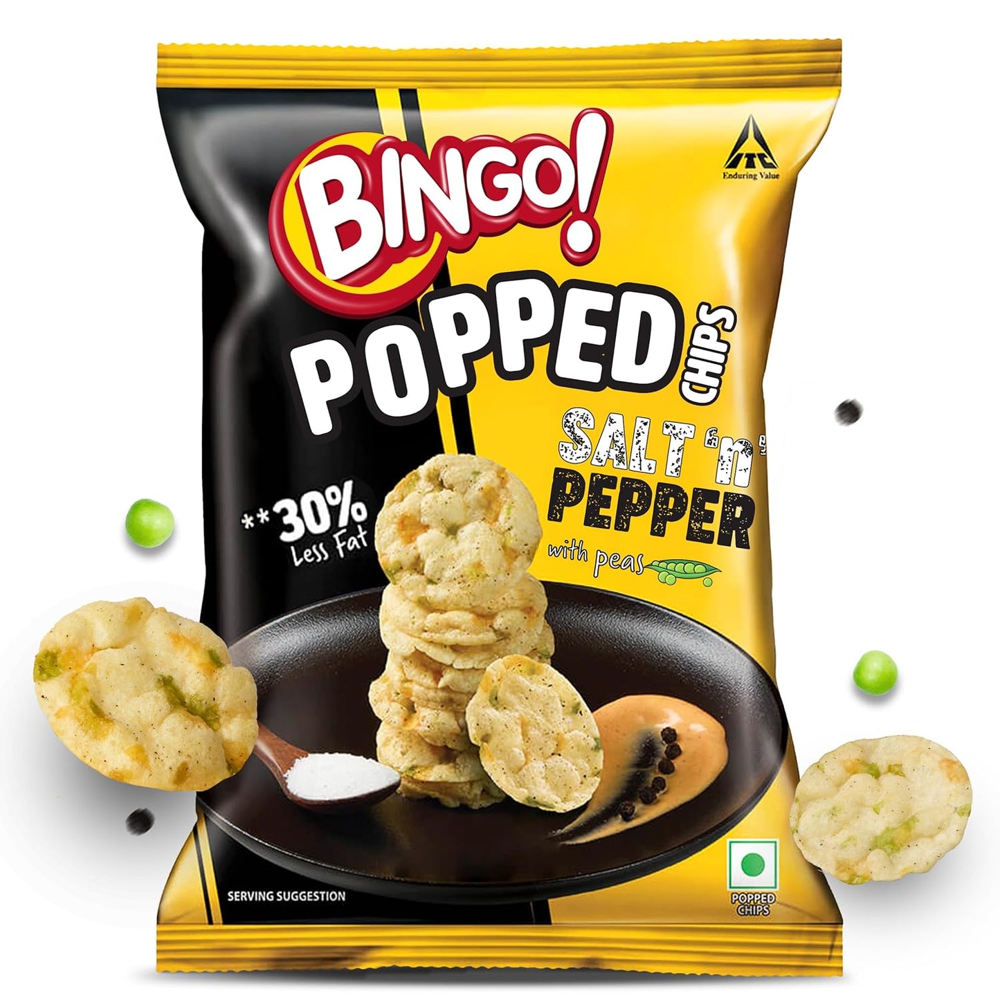 Bingo! Popped Chips - Airy, Crunchy, Zero-Gravity Snacks with 30% Less Fat (Indian Spice Mix Flavour)- Not Fried, Not Baked, Just Popped! - 25g
