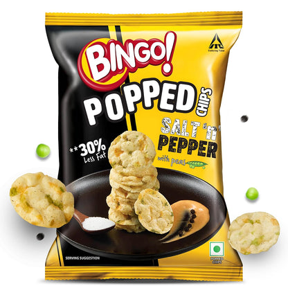 Bingo! Popped Chips - Airy, Crunchy, Zero-Gravity Snacks with 30% Less Fat (Indian Spice Mix Flavour)- Not Fried, Not Baked, Just Popped! - 25g
