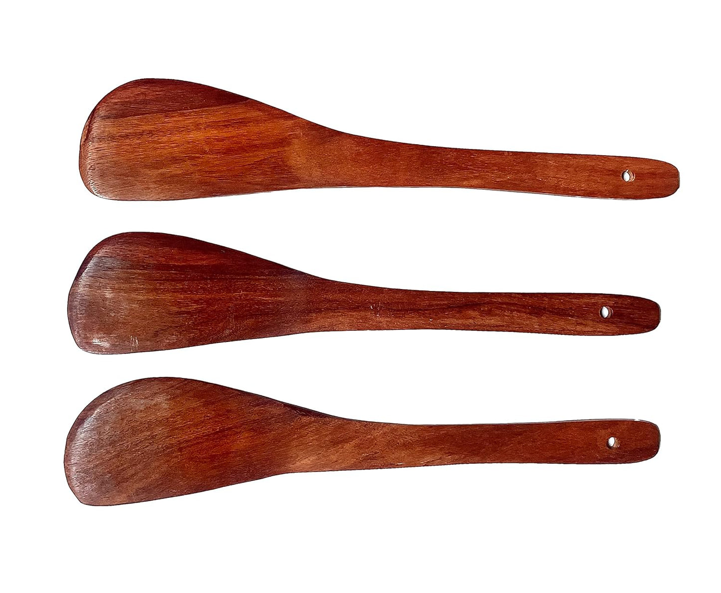 Udaipur Handicrafts Set for Non-Stick Pan and Tawa Handmade Natural Wooden For Kitchen Accessories Items Tools Wood Turner for Frying, Non-Scratch Cookware Long Handle for Healthy Cooking Utensils (Pack of 3)