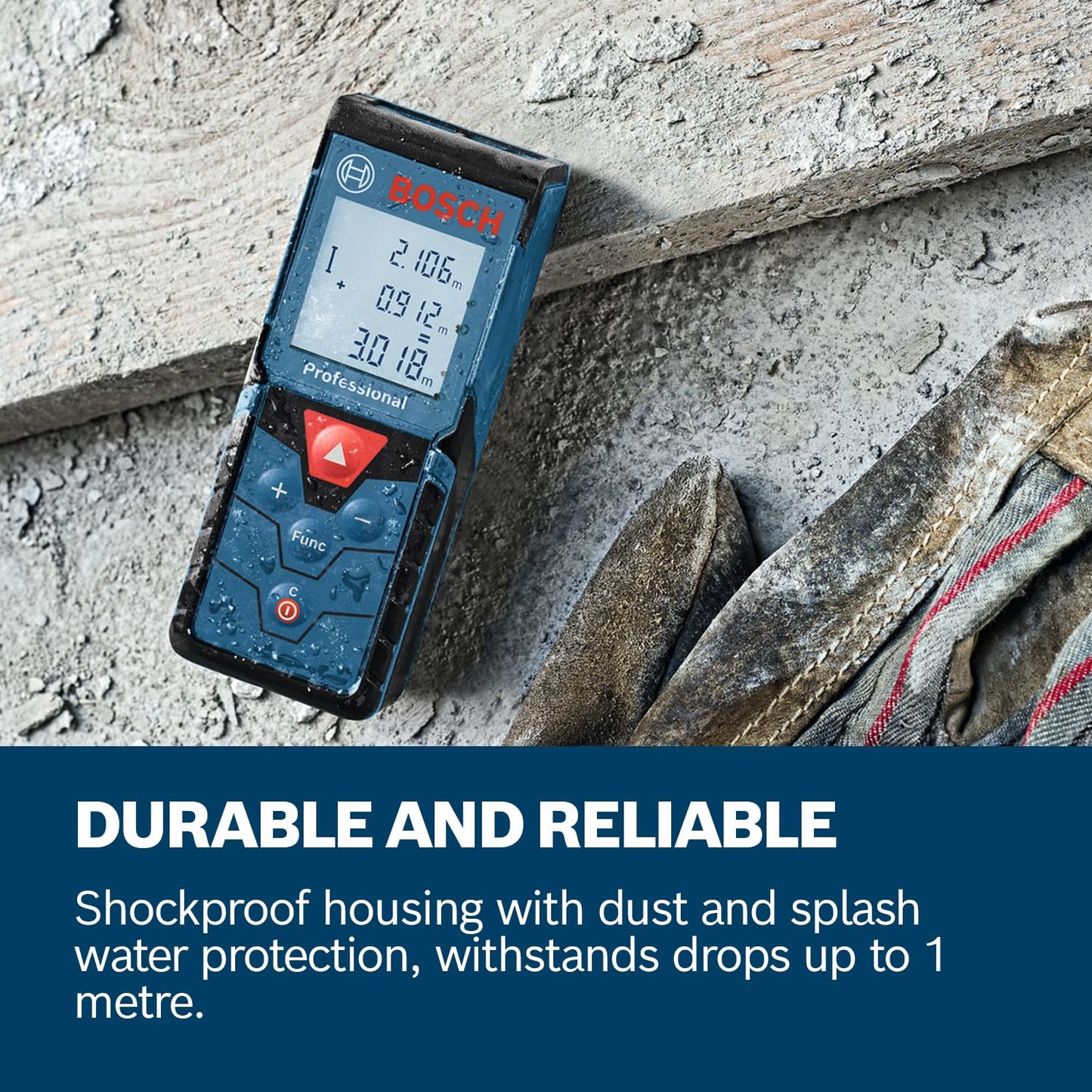 BOSCH GLM 40-12 Laser Measure | Precise Length, Area & Volume | Easy-to-Read Display | IP54 Durable | Memory Function for Fast Measurements|Compact & Pro-Grade Tool|1Yr Warranty|Batteries Not Included