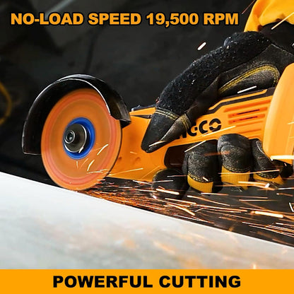INGCO Cordless Mini Angle Grinder, 19500 RPM, 3 Inch Disc Diameter, M6, With Battery & Charger & 6 pcs Discs