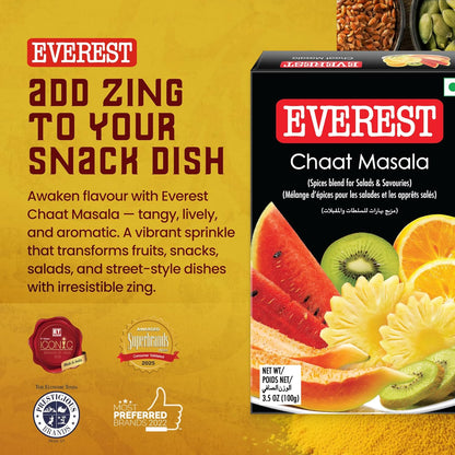 Everest Chaat Masala – 100g | Tangy & Flavourful Chaat/Chat Masala Powder for Snacks, Fruits, Salads & Street-Style Dishes