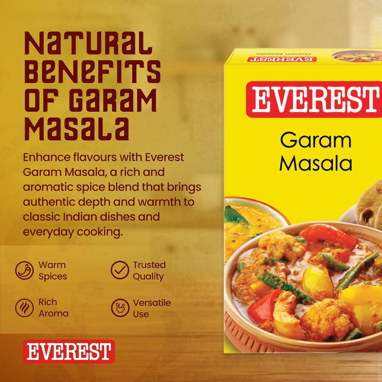 Everest Garam Masala – 50g | Aromatic 13-Spice Blend for Curries, Gravies & Indian Cooking | Fine-Ground Garam Masala Powder for Rich Colour & Balanced Flavour