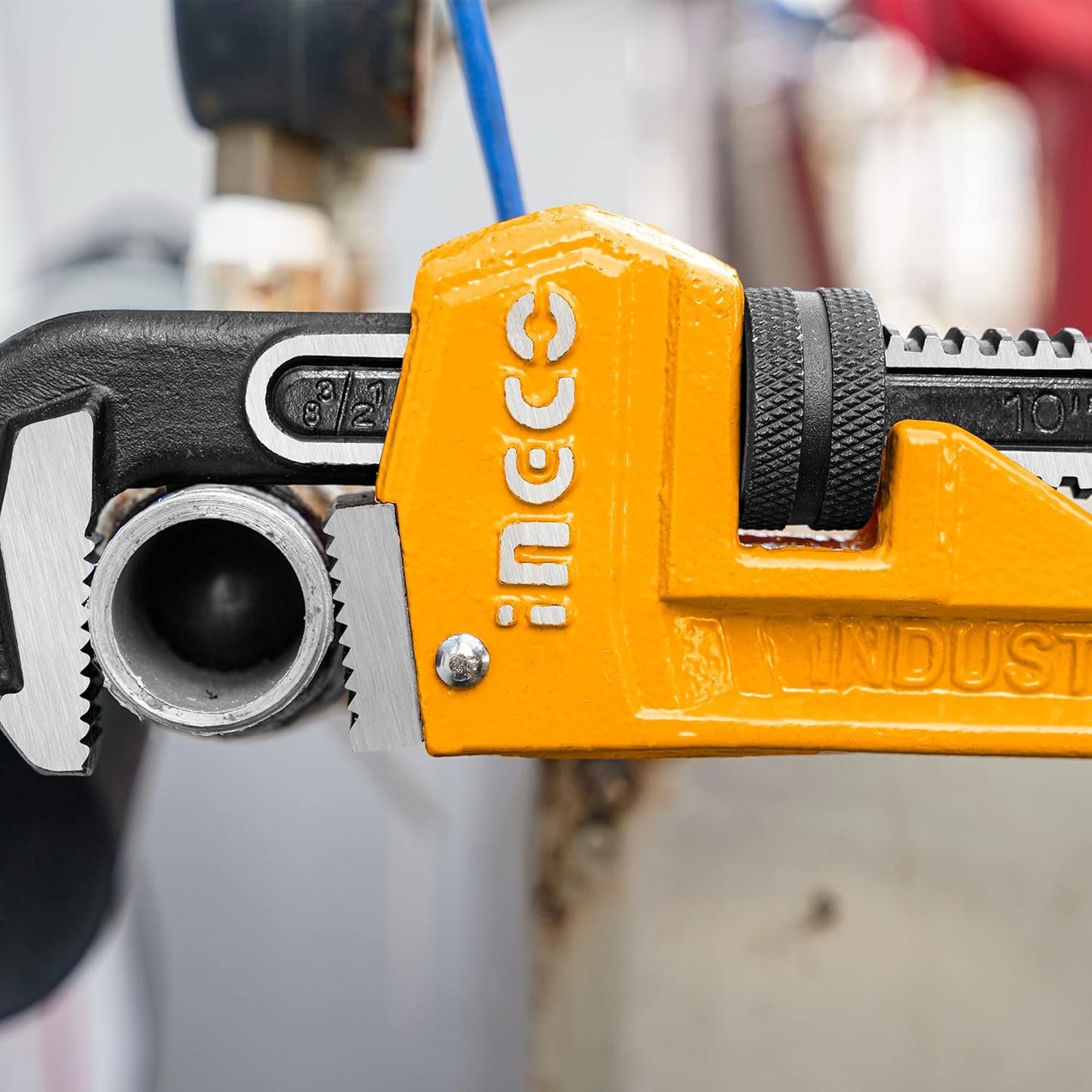 Ingco 10-inch Heavy Duty Pipe Wrench, Adjustable Plumbing Wrench, Drop Forged HPW0814