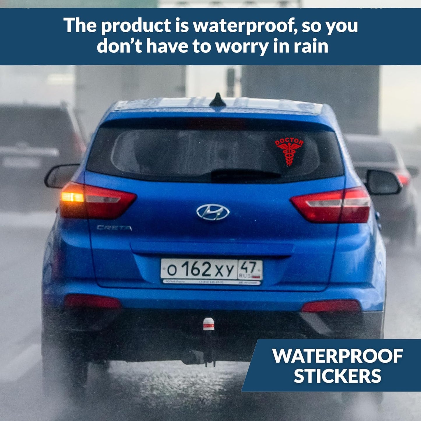 Akshar Arts Bhuwana Red Doctor Car Decal Sticker Doctor Logo Sticker for Car and Bike Reflective and Water Proof Pack of 2 (Size 5.8 * 6 Inch)