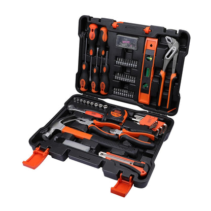 BLACK+DECKER BMT154C Hand Tool Kit for Home & DIY Use (154-Piece) - Includes Screwdriver, Wrench, Ratchet, Utility Knife, Saw, Claw Hammer, Measuring Tape and Plier, 6 Month Warranty, ORANGE & BLACK