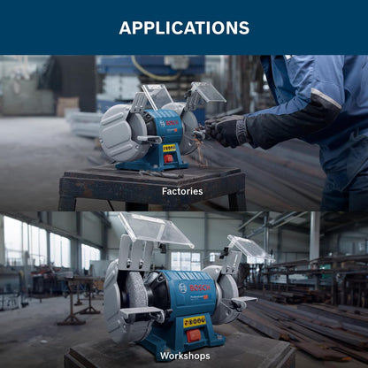 BOSCH GBG 35-15 Heavy Duty Double Wheeled Bench Grinder | 350 W | Die-Cast Aluminium Housing with Ball Bearings | Rated Speed 3000 rpm | Grinding Wheel-20 mm| Professional Power Tool | 1 Yr Warranty