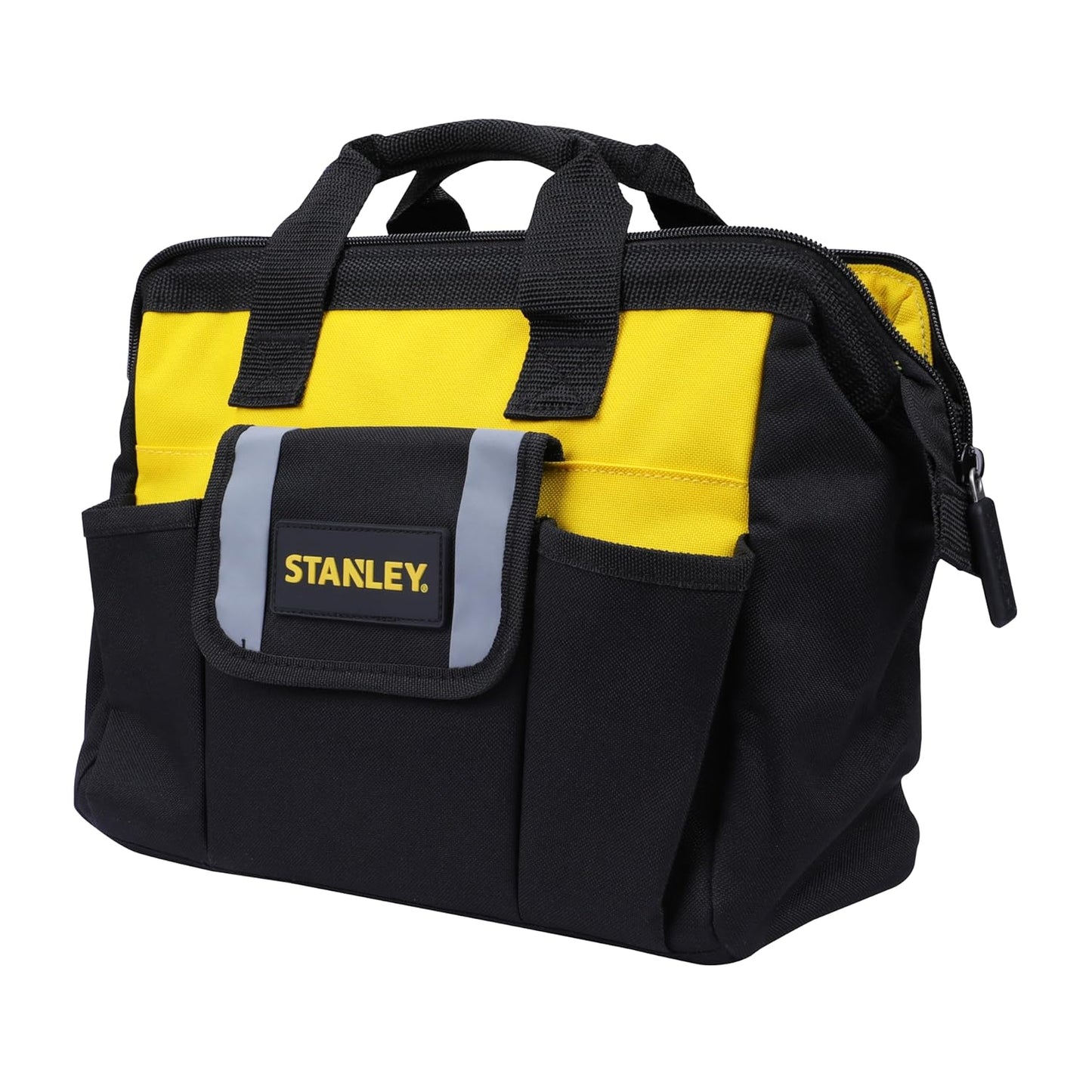 STANLEY STST512114 12'' Multipurpose Tools Storage Nylon Water Proof Open Mouth Bag, 1 Year Warranty, YELLOW & BLACK