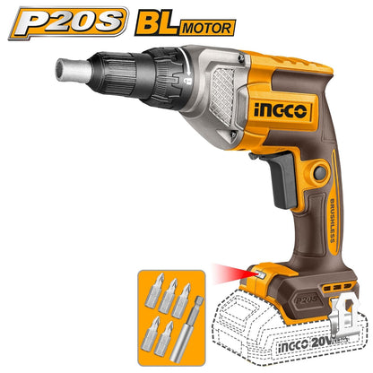 INGCO Compact Brushless Cordless Impact Drill, Cordless Drywall Screwdriver, Cordless Rotary Hammer COSLI250591