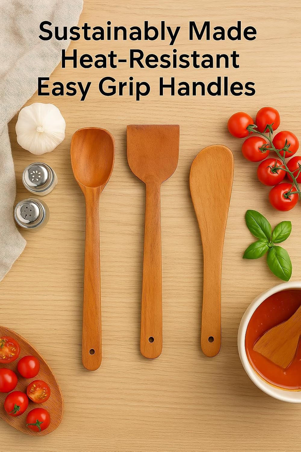 Udaipur Handicrafts Pure Neem Wood Spatula Set for Cooking | Dosa Spatula Set | Wooden Spatula for Serving, Mixing, Flipping | Naturally Antimicrobial and Non Stick - Neem Wood Flip & Serve Set of 3