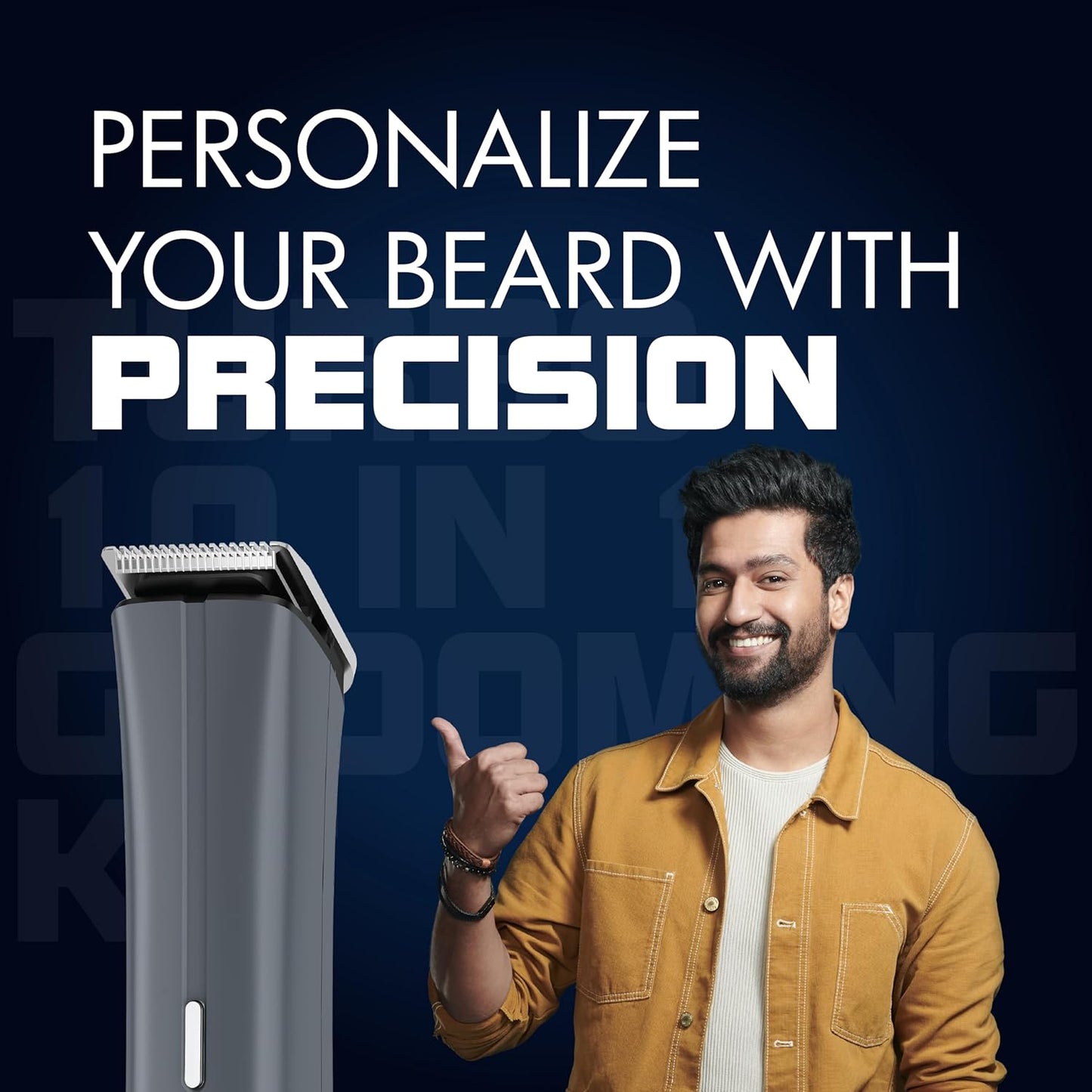 Havells Turbo 10 In 1 Grooming Kit | Hair Trimmer,Face, Ear & Nose |No Nicks & Cuts |LED Indicator| Upto 90 Min Quick Charge| 2 Year Guarantee| GS6110 (Grey)