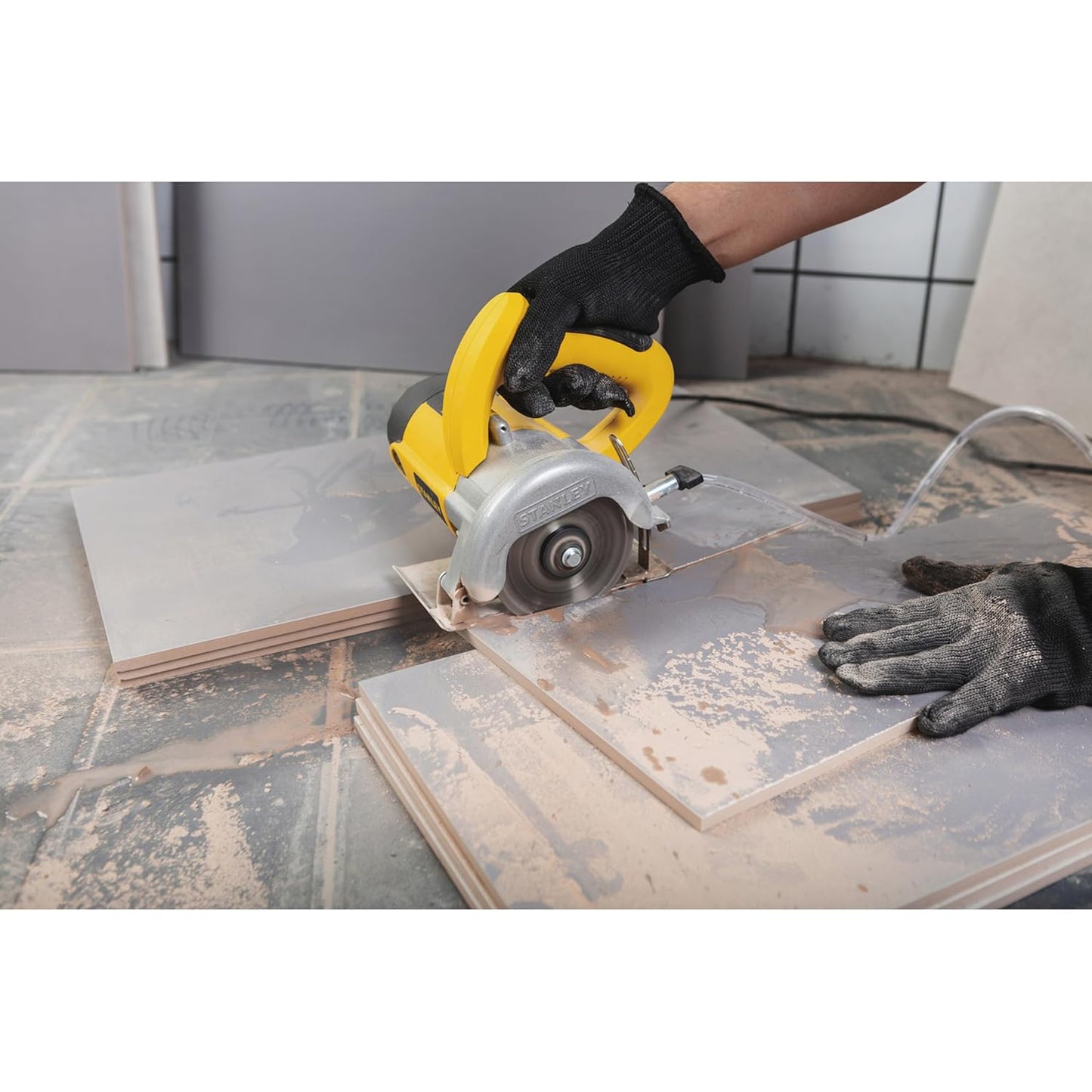 STANLEY STSP125-IN Tile Cutter Machine for Cutting Varied Ranges of Tiles, 1320 Watt 5''/125mm, Optimized 13500 RPM for High Cutting Efficiency, 1 Year Warranty (Yellow & Black)