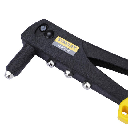 STANLEY STHT69800-8 Heavy Duty Riveter Set with 4 Nozzles & Anti-Corrosion Properties Ideal for Joining & Fabrication of Sheet Metals, Leather & Plastic Parts, YELLOW & BLACK