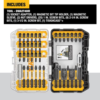 DEWALT DWA2T40IR 40-Piece IMPACT READY FLEXTORQ® Screw Driving Set With TOUGHCASE®, Ideal for DIY and Professional Screwdriving Applications