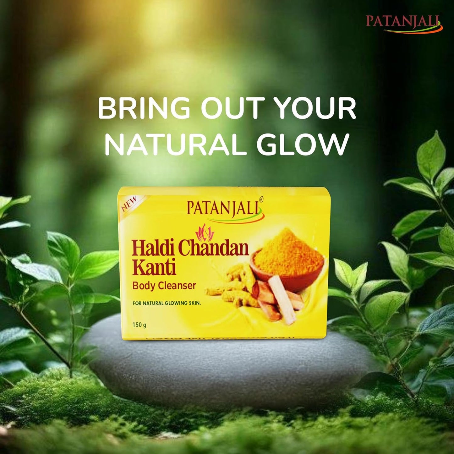 Patanjali Haldi Chandan Kanti Body Cleanser Soap for Men and Women(150g, Pack of 8), Nourishing & Moisturizing, Natural Aloe Vera Soap for Soft Skin