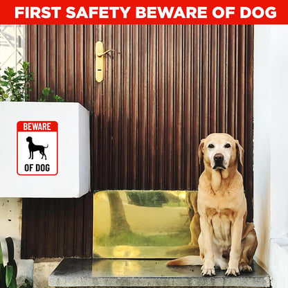 Akshar Arts Bhuwana Beware Of Dog Sign Board For Home,Restaurants,Offices, Clinics Self-Adhesive Signage Set of 2 Stickers (Size :”6.00x8.00” Inches) (Design 1)