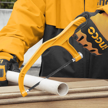 INGCO Mini Hacksaw, 150mm (6") Hand Saw, Comfortable Handle Aluminium Body With 1 pcs Blade for Metal, Wood, PVC Pipes
