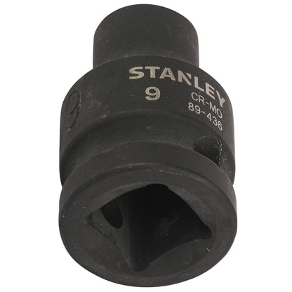 STANLEY STMT89436-8B Chrome-Molybdenum Steel 6 Point Impact Socket 1/2 inch 9 mm(Black)