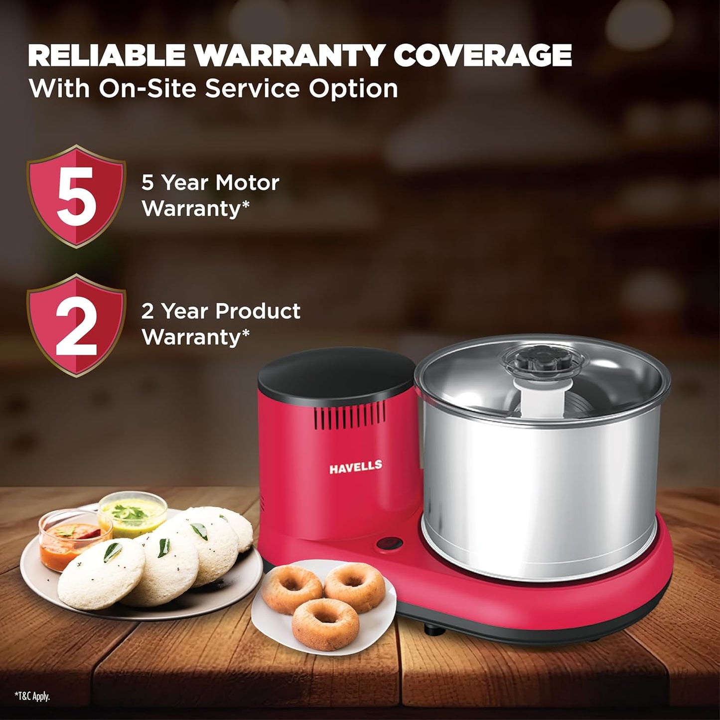 Havells Alai 2 L Table-Top Wet Grinder | Food Grade Stainless Steel Drum | 2N Grinding Stones | Coconut Scrapper| 150 Watts Motor| ABS Shock Proof Body| 2 Year Manufacturer Warranty (Pink)