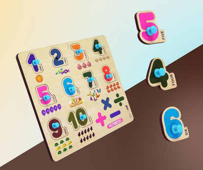 Udaipur HandiCrafts Wooden Learning Educational Game Board for Kids, Puzzle Toys for 2 Years Old Boys & Girls (Alphabets, Numbers & Shapes)
