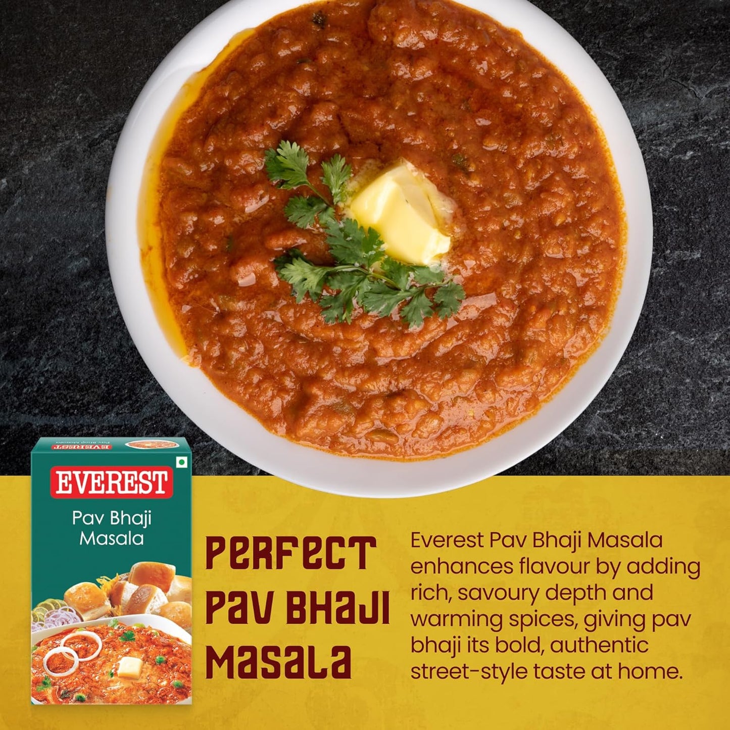 Everest Pav Bhaji Masala – 50g | Authentic Mumbai-Style Spice Blend for Rich, Flavourful Pav Bhaji | Aromatic Masala Powder for Bhaji, Snacks & Street-Style Cooking