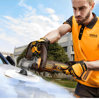 INGCO 20V Cordless Rotary Polisher 180mm Car Polisher M14, 7 Variable Speed, Buffer and Sander with 1Pcs 4.0Ah Battery & Charger, 1Pcs Tool Bag
