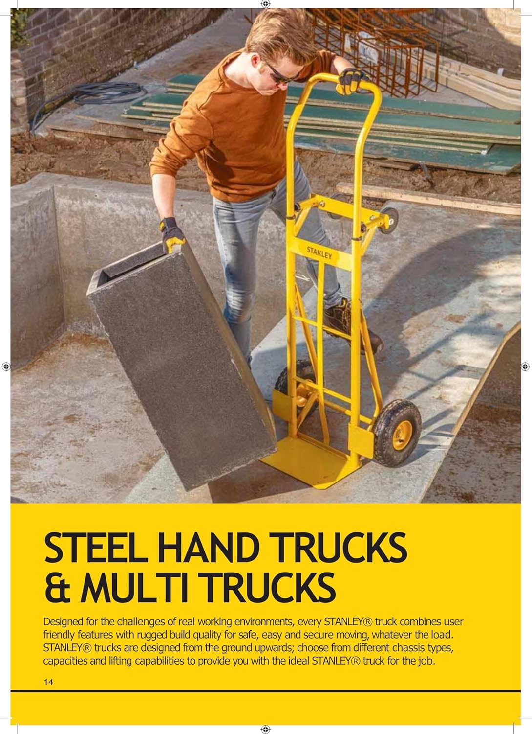 STANLEY SXWT-FT520 Steel Folding Handtruck,120kg Load Capacity,Ergonomic Handle with Knuckle Protection,10" Large Pneumatic Wheels,Foldable Base Plate,Open Dimn: 52x48x113 cm,Folded Dimn: 28x48x80 cm
