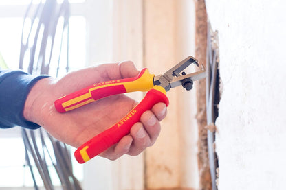 STANLEY FATMAX® 0-84-010 VDE Wire Stripper Pliers, 170mm (6.5''), Ideal For Stripping Multiple & Single Strand Wires From 0.75 to 6 mm², Red and Yellow