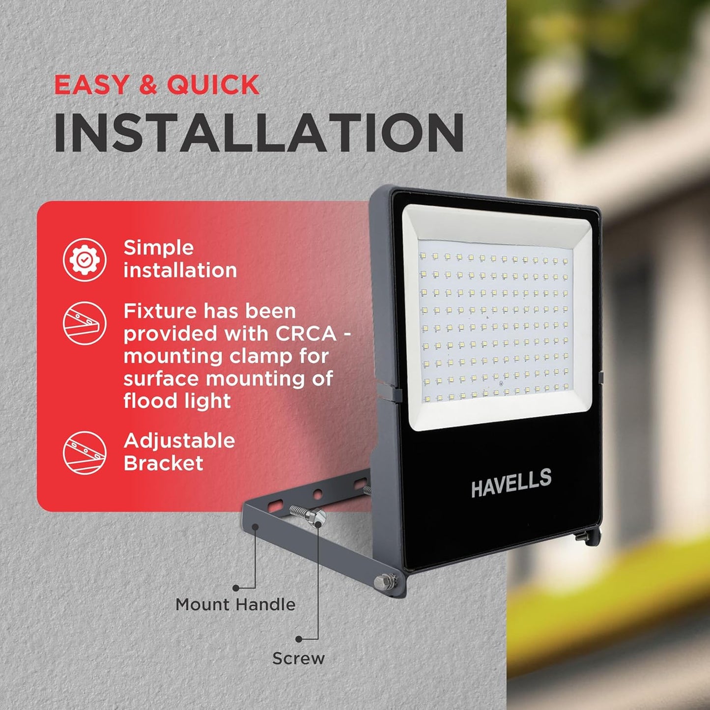 Havells 100W LED Flood Light, Centura Neo 6K IP66 Waterproof Led Lights with 120° Wide Beam-LED Lamp Lights for Yard, Factory,Garden, Playground & Home, Polycarbonate