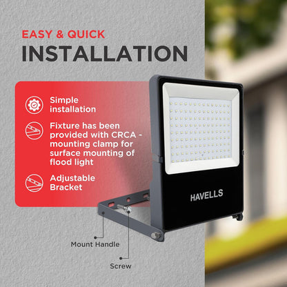 Havells 100W LED Flood Light, Centura Neo 6K IP66 Waterproof Led Lights with 120° Wide Beam-LED Lamp Lights for Yard, Factory,Garden, Playground & Home, Polycarbonate