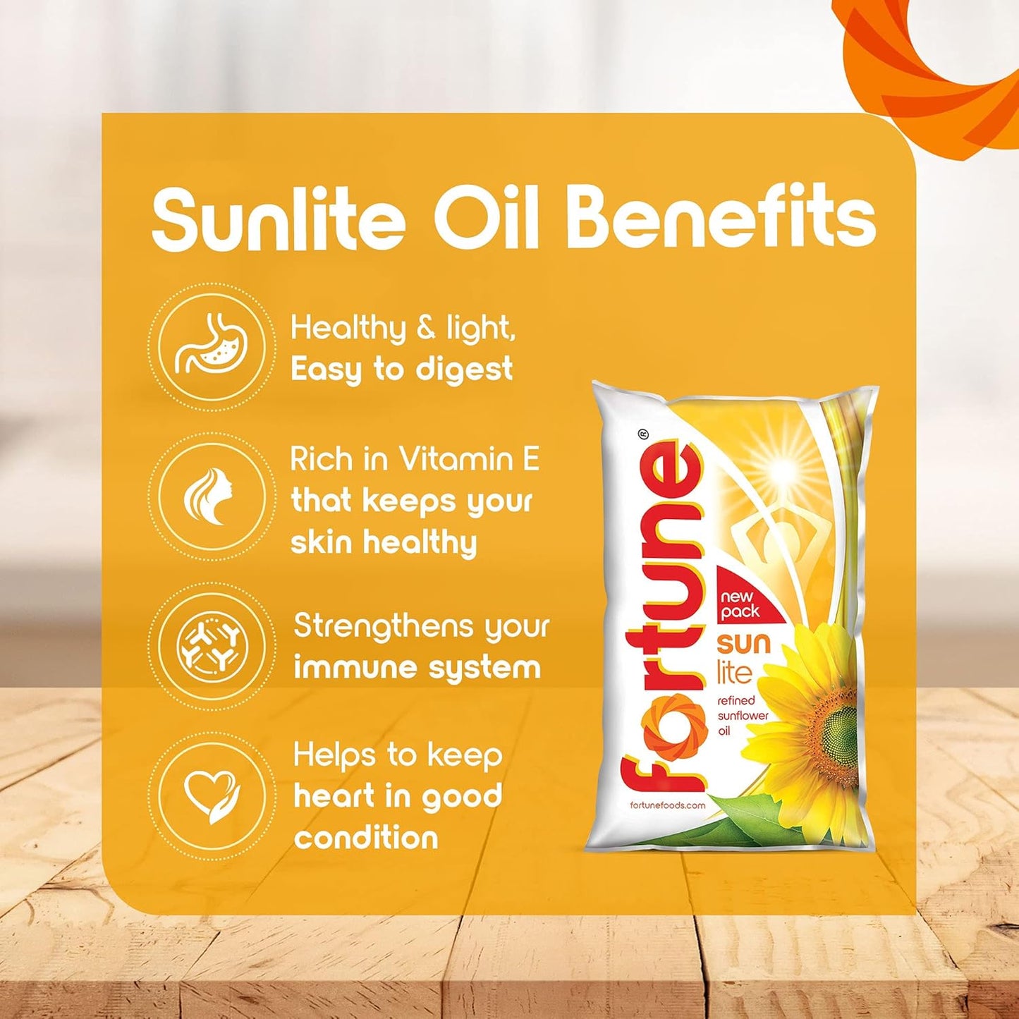 Fortune Sunlite Refined Sunflower Oil, 870gm/800gm Pouch (Weight May Vary)