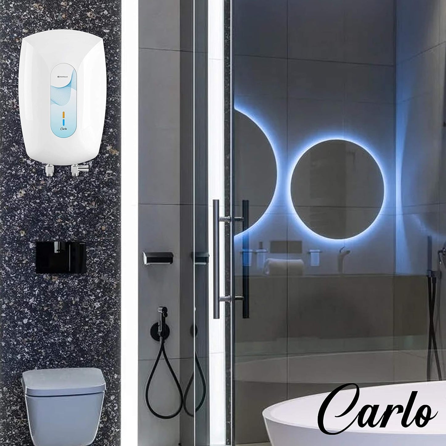 Havells Carlo 3 Litre Instant Water Heater (White Blue), Vertical Mounting