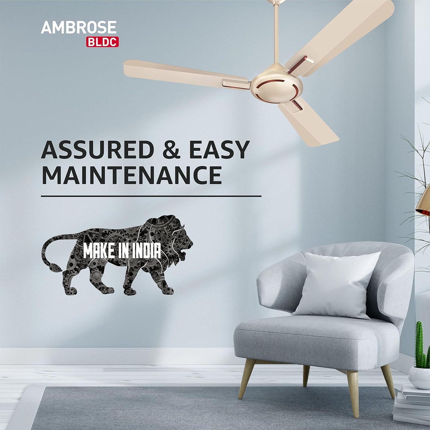 Havells 1200mm Ambrose BLDC Motor Ceiling Fan | Remote Controlled, High Air Delivery Fan | 5 Star Rated, Upto 60% Energy Saving, 2 Year Warranty | (Pack of 1, Gold Mist Wood)