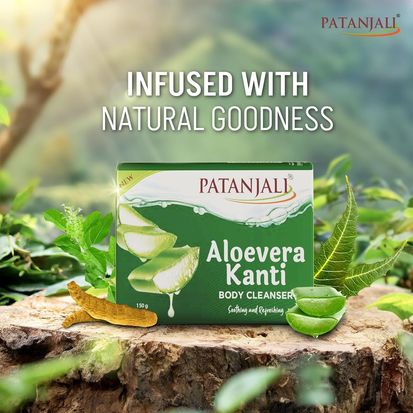 Patanjali Aloe Vera Kanti Body Cleanser Soap for Men and Women(150g, Pack of 8), Nourishing & Moisturizing, Natural Aloe Vera Soap for Soft Skin