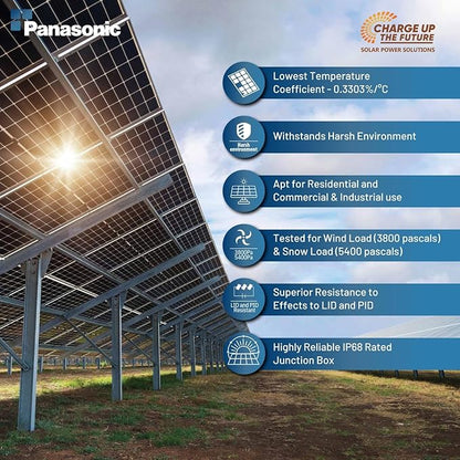 Anchor by Panasonic 540W DCR Bifacial Crystalline PERC 144 Cells Half Cut Solar Panel with Transparent Backsheet, IP68 Rated, 25 Yrs Performance Warranty, Eligible for Gov Subsidies (Pack of 2)