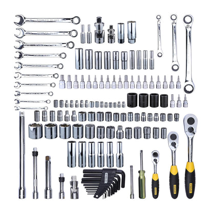 STANLEY 94-181 150-Piece High Quality Multi-Toolkit containing Spanners, Drivers, Sockets, Bits & Wrenches for Home, DIY & Professional Use, YELLOW & BLACK